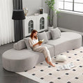 GNIXUU 130.5 Oversized Curved Sectional Sofa for Living Room Modern Luxury Terrycloth Boneless 4 Seater Cloud Couch with Half Moon Design &amp 3 Pillows Modular Memory Foam Couches No Assembly G
