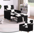 3-in-1 Convertible Chair Bed Single Sofa Bed Pull Out Sleeper with Adjustable Backrest Lounger for Living Room (Black White)
