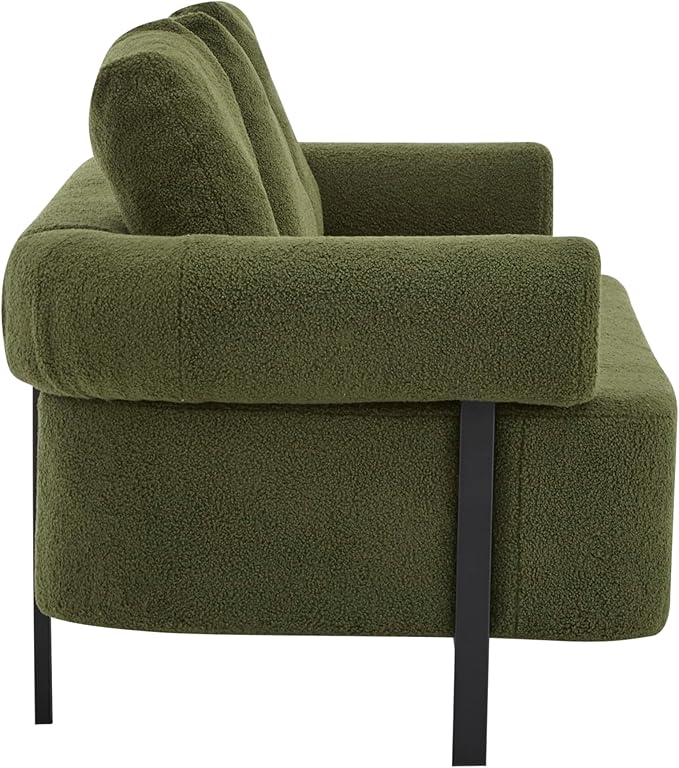 Christopher Knight Home Gilly 78 Modern Boucle Upholstered Sofa with Pillow Oversized Comfy Cloud Couch with Wooden Frame 3-Seater Sofa Couch for Living Room Bedroom Home Office Olive Green