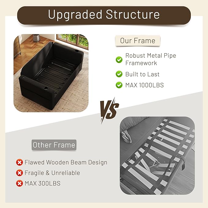 3 in 1 Sofa Bed 56 Inch Convertible Pull Out Couch Loveseat Sleeper Sofa with Cup Holders USB Couch Bed for Living Room Bedroom Apartment Black