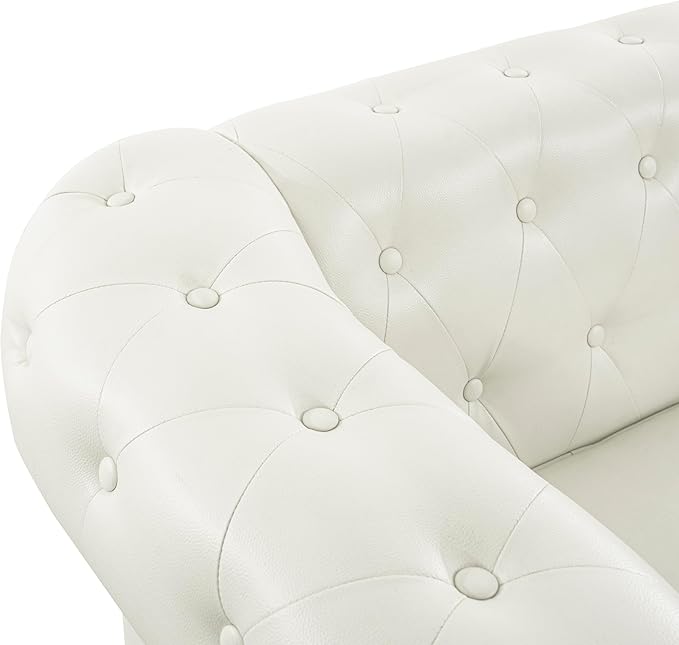 Naomi Home Emery Loveseat Off White - Compact Tufted Sophistication
