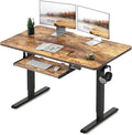 FEZIBO Standing Desk with Keyboard Tray 48 x 24 Inch Adjustable Height Sit Stand Desk with Memory Presets for Home Office Ergonomic Computer Workstation Rustic Brown