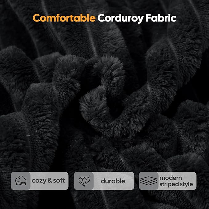 MeMoreCool Convertible Sofa Bed Black Folding Floor Couch Bed Queen Pull Out Sleeper Couch with Pillows Corduroy Fold Out Futon Sofa for Bedroom Living Room Small Space