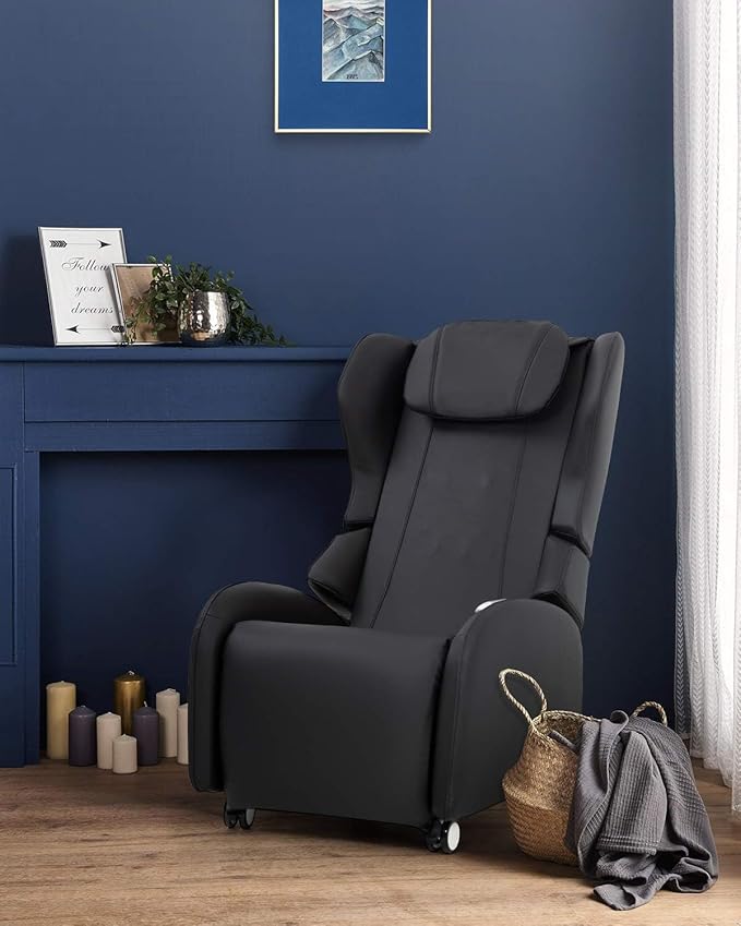 PayLessHere Recliner Chair Full Body Shiatsu Massage Chair with 3-Speed Folding Backrest Electric Massage Chair Easy to Move for Living Room Bedroom Office Black