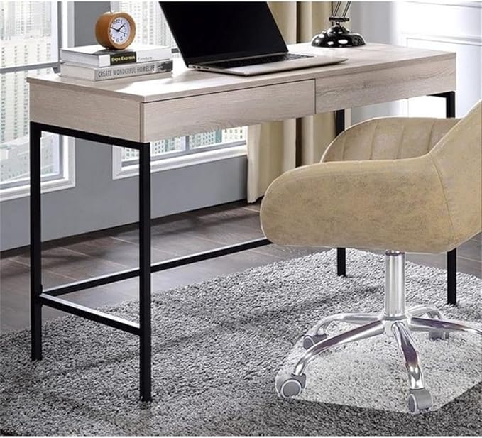 Acme Wendral Wooden Top Writing Desk with 2 Drawers in Natural and Black