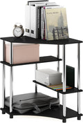 Furinno TURN-N-TUBE Desk Corner Gaming Desk with Storage Shelves Corner Computer Desk Office Desk for Home Office Bedroom Americano/Stainless Steel Tubes