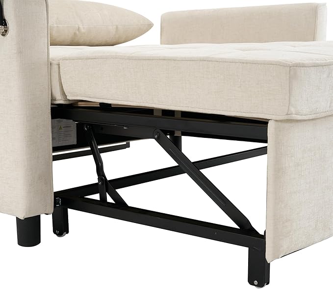 3 in 1 Convertible Sleeper Sofa Bed with Pull-out Bed 61 Chenille Chaise Lounge with 3-level Adjustable Backrest Tufted Loveseat with Phone Holder &amp 2 Soft Pillows for Living Room Apartment Be
