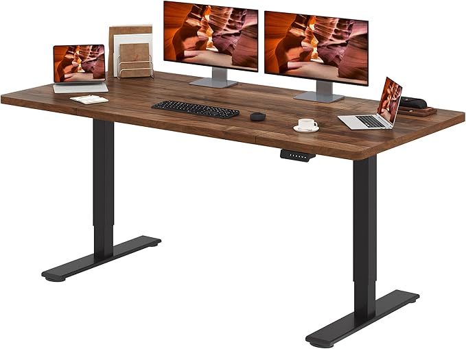 Dual Motor Standing Desk Large Stand Up Desks 79x31 Inches Electric Sit Stand Desks 4 Memory Preset Adjustable Height Computer Table for Home Office with Splice Board (Brown)