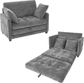 2-in-1 Convertible Loveseat Sofa Bed - Folding Pull-Out with Deep Seat 2 Pillows &amp Solid Steel Frame Loveseat Sleeper Sofa Bed for Small Spaces Apartment Living Room &amp Guest Room (Gray Che
