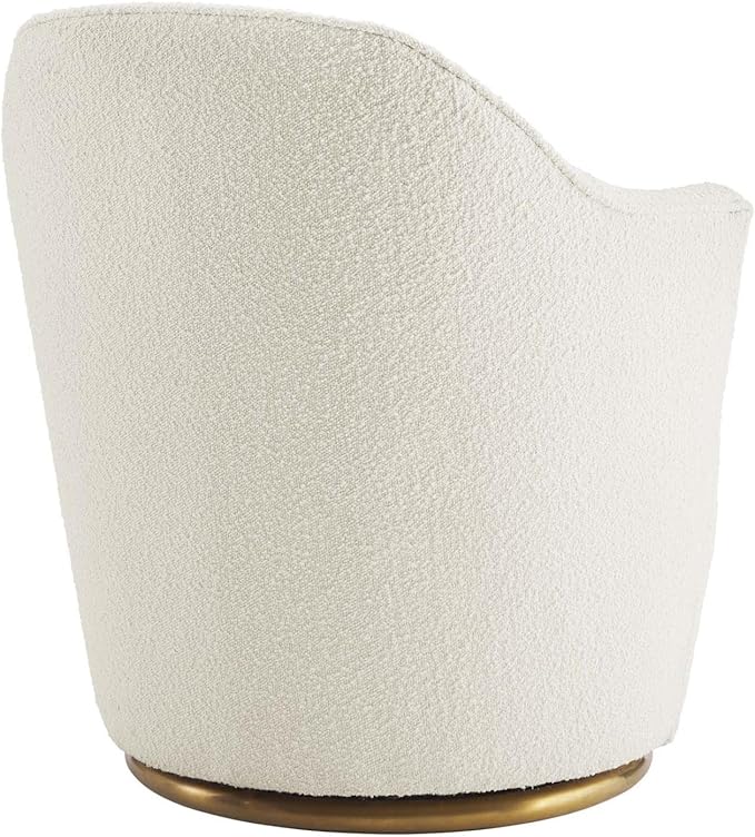 Modway Nora Boucle Upholstered Swivel Chair with White Finish EEI-5311-WHI