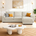 PARKOL 99 L-Shaped Sectional Couch with Storage Sofa with Reversible Chaise USB Type-C Charging Chenille Fabric Removable Cushion Covers for Small Space Apartment Living Room Beige