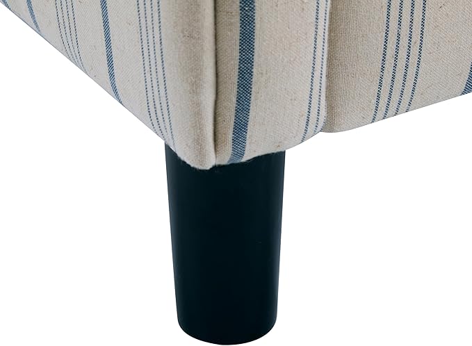 Christopher Knight Home Lixi Fabric Upholstered Accent Chair Wooden Living Room Barrel Chair Bedroom Comfy Reading Chair Beige and Blue