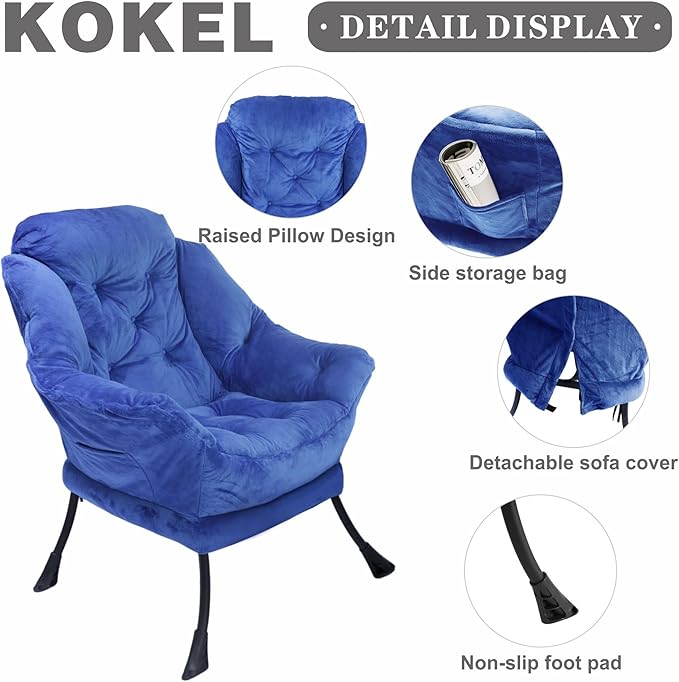 Kokel Lazy Chair with Folding OttomanLiving Room Chairs (Blue-1248)