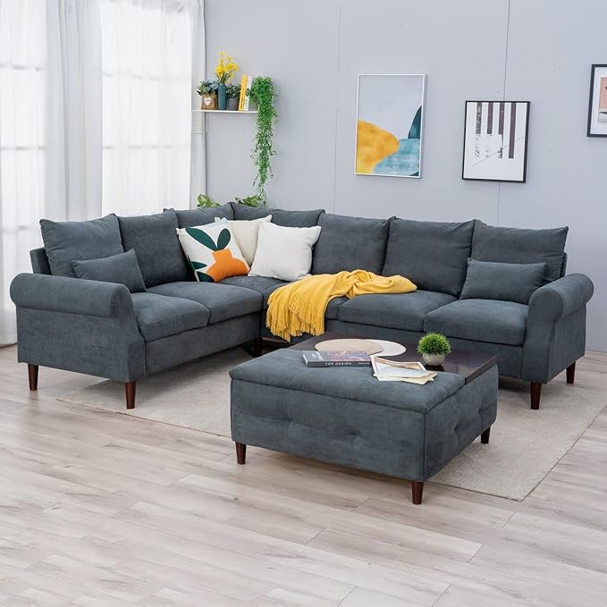 Panana 6 Seater Corner Sofa Modern Classic Design L shaped Couch Settee for Living Room
