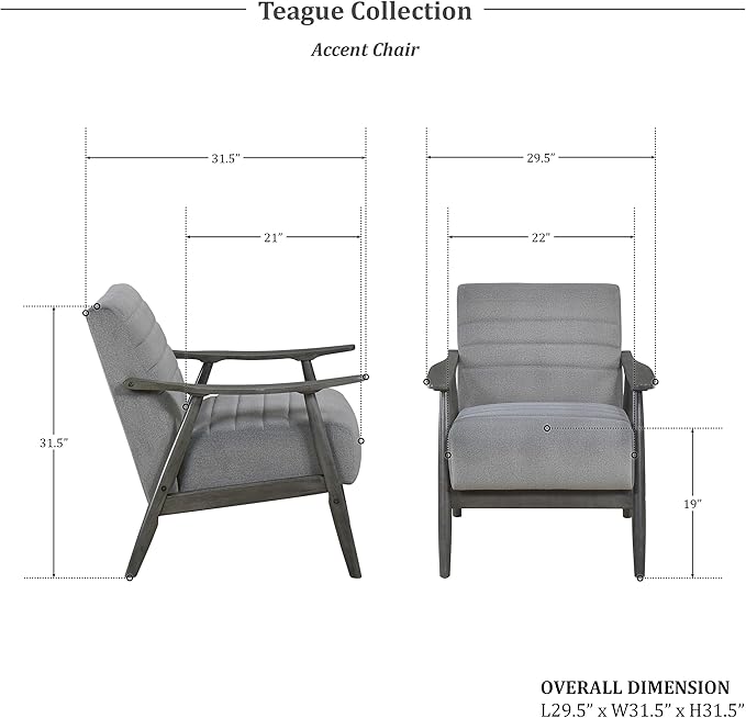 Lexicon Teague Velvet Accent Chair Gray