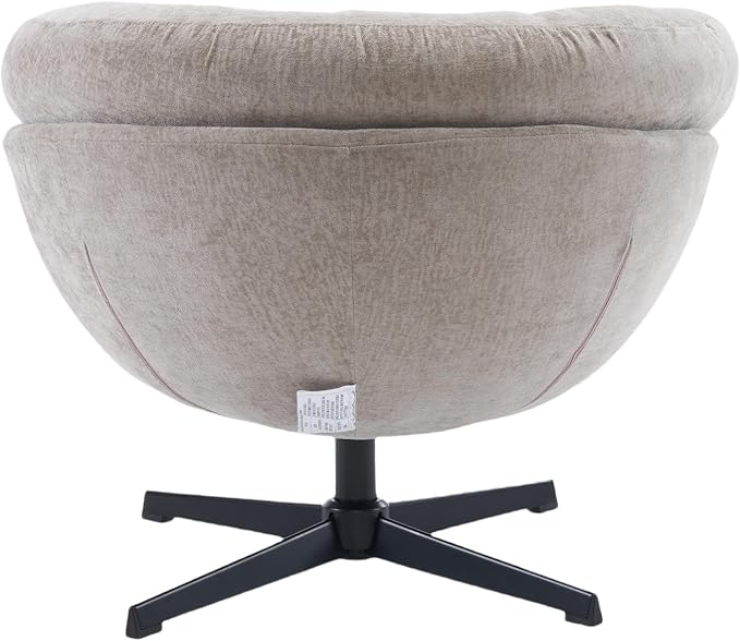 Christopher Knight Home 360° Swivel Club ChairChenille Upholstered Accent Chair with Removable Cushion Round Office Chair with Black Metal BaseBrown