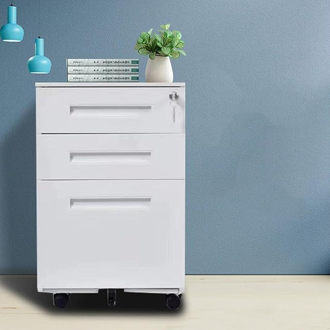File Cabinet Three Drawer Office Cabinet Removable Short Cabinet with Locking Drawer Cabinet Under Desk Storage Cabinet (Color : White)