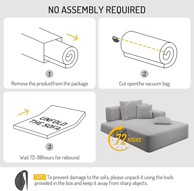 70W Oversized Chaise Lounge Chair Indoor with Adjustable Backrest &ampStorage 2 in 1 Convertible Sleeper Sofa Bed Compression Foam Boneless Couch for Living Room Bedroom Plush Corduroy Light Grey