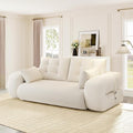 Convertible Sofa Bed with Folding Mattress Oversized Human Dog Bed 3-in-1 Sleeper Couch with Pillows and Thick Armrests 78.7 King Size Floor Sofa for Living Room Bedroom Guest Room White Teddy