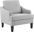 Bezseller Modern Accent Chair Upholstered Reading Armchair with Wood Legs Mid-Century Leisure Comfy Single Sofa Chair for Living Room Bedroom Home Office Light Grey