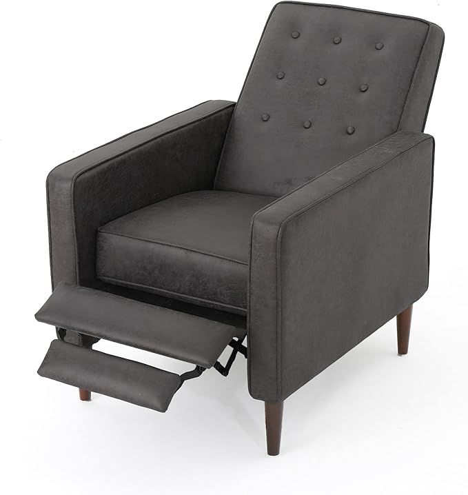 Christopher Knight Home Mervynn Mid-Century Modern Microfiber Recliner Slate / Dark Espresso