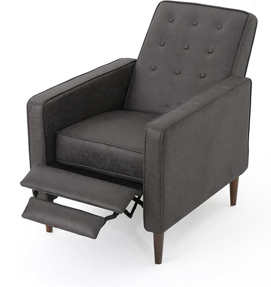 Christopher Knight Home Mervynn Mid-Century Modern Microfiber Recliner Slate / Dark Espresso