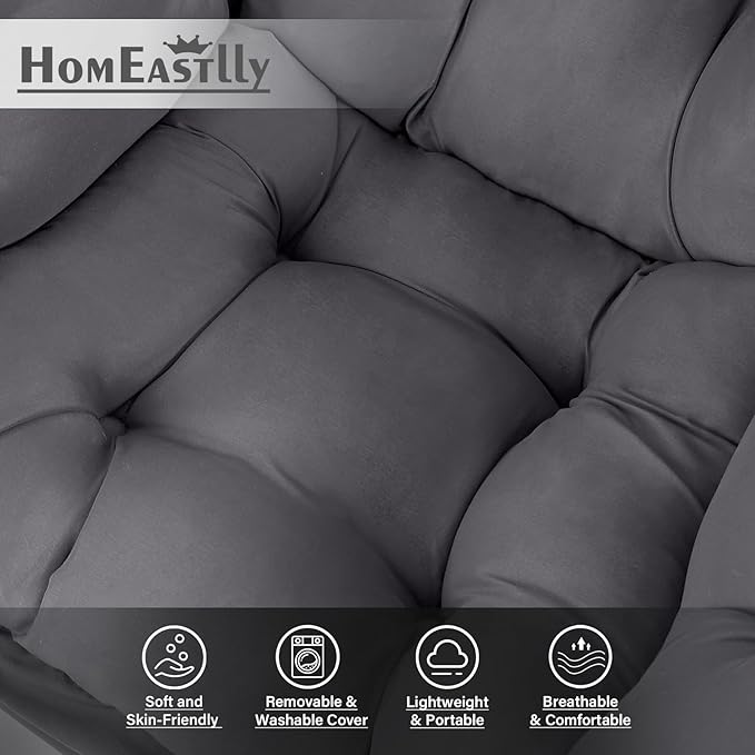 Lazy Chair with Ottoman Large Dark Grey Accent Chair with Ottoman Comfy Reading Armchair Leisure Sofa Chair for Living Room Bedroom Dorm Room Office