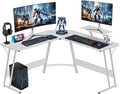 FDW L Shaped 51 Inch Gaming DeskCorner Computer DeskPC Gaming DeskWriting Workstation with Large Monitor Stand for Home OfficePure White