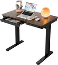HUANUO Electric Standing Desk with Drawers 35 x 20 Inch Electric Adjustable Height Desk Quick Install One-Piece Tabletop with USB Charging Ports Sit to Stand Up Desk for Home Office Black Walnut