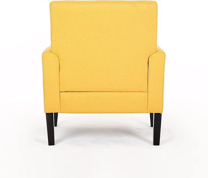 Fabric Accent Chair for Living Room Bedroom Button Tufted Upholstered Comfy Reading Accent Chairs Sofa (Yellow)