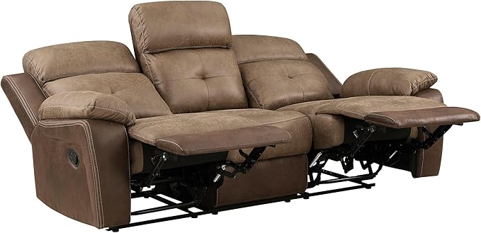 Lexicon Marianna Polished Microfiber Double Reclining Sofa Brown