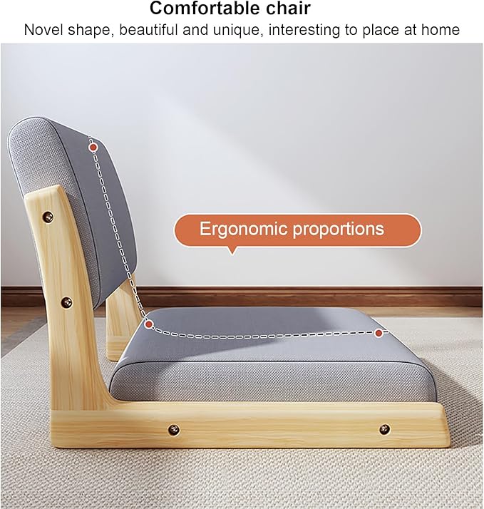 Floor Chair with Back Support Japanese Floor Chair Meditation Living Room Chair Legless Tatami Floor Seating Lazy Sofa for Bay Window Meditation Reading(48x45x36cm(19x18x14inch) Brown)