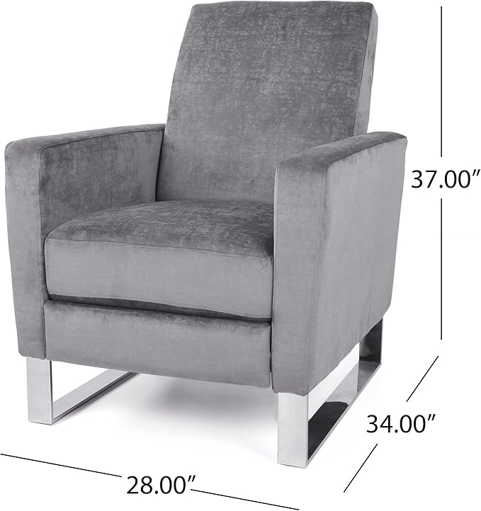 Mid-Century Fabric Rocker Recliner Chair Adjustable Single Recliner Sofa with Thicker Seat Cushion with Pocket for Living Room Bedroom Apartment (Grey)