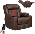 LEVELEVE Retro Rocking Recliner Chair Massage Chair with Vibration Massage and Heat USB and Type-C Ports360° Swivel ChairsLiving Room Bedroom Nursery RV Brown