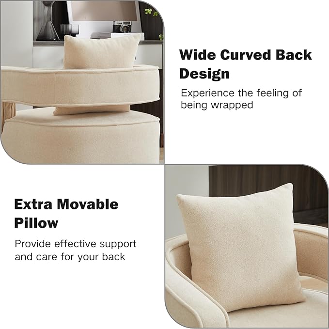 Chifee &amp Vingol 29.1 Linen Modern Swivel Accent Barrel Chair Set of 2 with Solid Wood BaseBeige