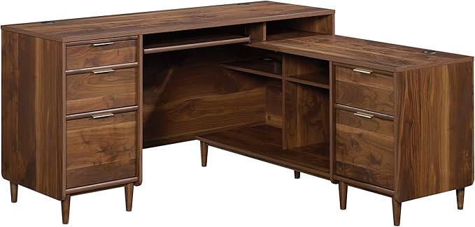 Sauder Clifford Place L-Desk L: 59.06 x W: 53.54 x H: 30.2 in Grand Walnut finish
