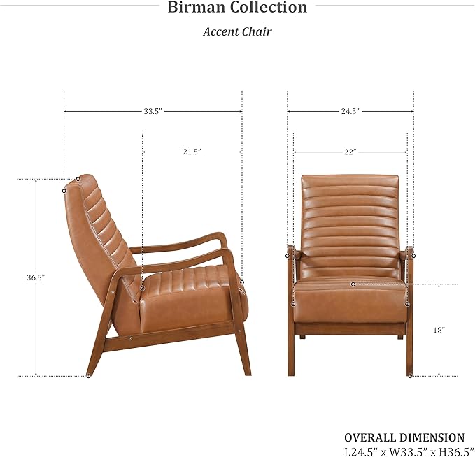 Lexicon High Back Accent Chair Mid Century Modern Chairs Living Room Chairs Reading Chair for Bedroom with Solid Wood Armrests and Legs Lounge Chair for Bedroom Living Room Sunroom Office Camel