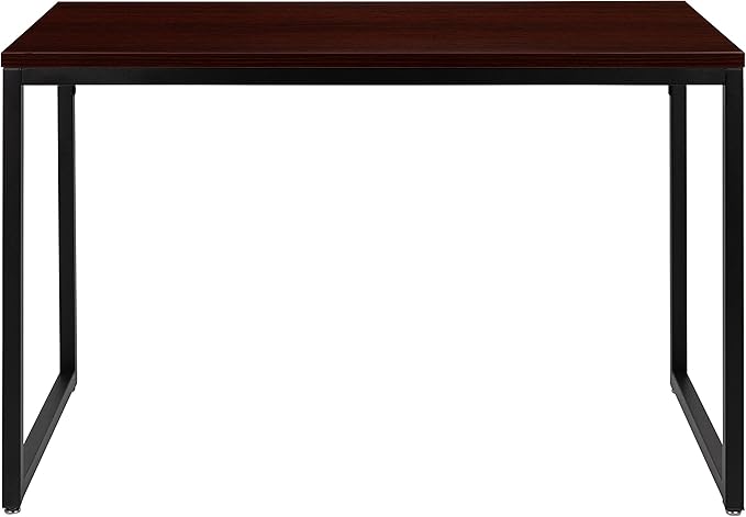 EMMA + OLIVER Industrial Modern Desk-47L Commercial Grade Home Office Desk-Mahogany/Black