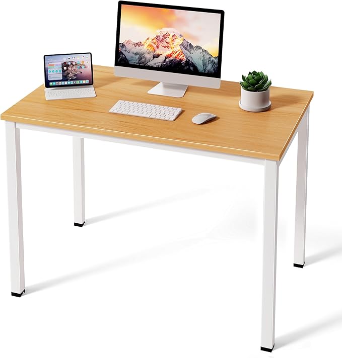 40 Inch Computer Desk Small Home Office Desk with Deeper Desktop Study Writing Gaming Table Modern Simple PC Desk for Office Home Bedroom Easy Assembly Adjustable Feet Oak