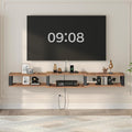 68.5 Floating TV Stand with Power Outlet Wall-Mounted Entertainment Center for 75+ inch TV Floating Media Console Shelf for Under TV Storage Living Room Bedroom Rustic Brown TVHR103E01