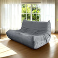 Fireside Loveseat Mid-Century Armless Sofa — Twin-Size Floor Lounger in Soft Premium Corduroy Foam-Filled Accent Chair for Living Room or Bedroom (Grey Two Seater)