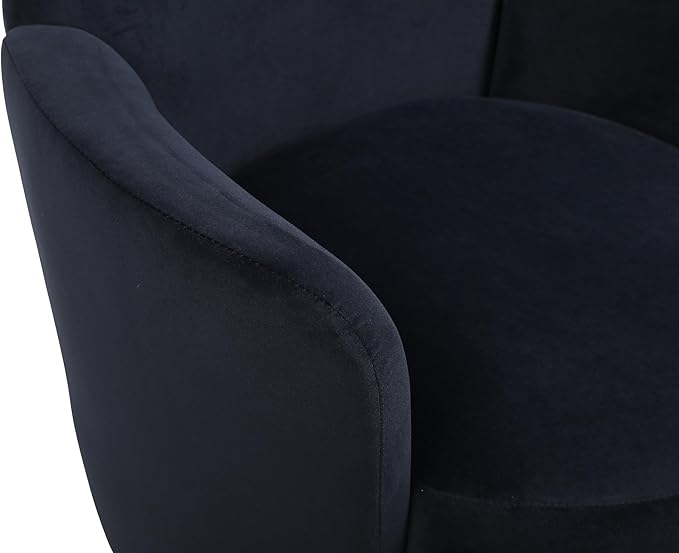 Set of 2 Swivel Accent Chair Modern Velvet American Design Swivel Round Barrel Chairs Upholstered Cozy Style for Living Room Bedroom Home Office (Velvet Black 2-Pack)