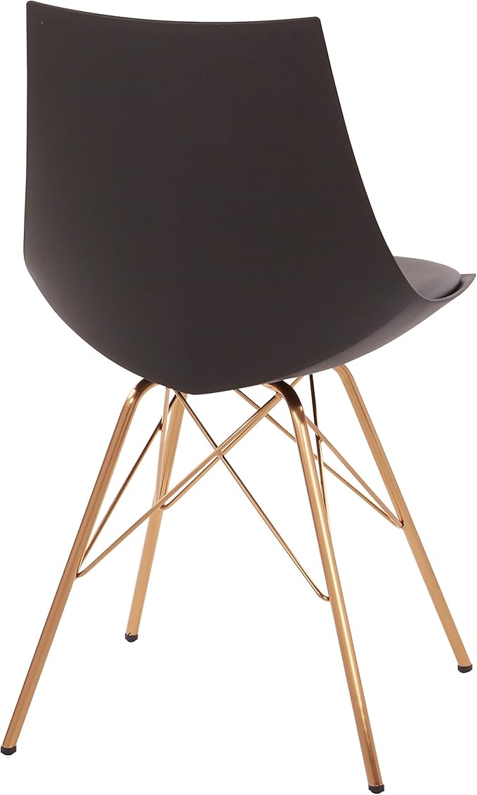 OSP Home Furnishings Oakley Mid-Century Modern Bucket Dining Chair with Faux Leather Padded Seat Black