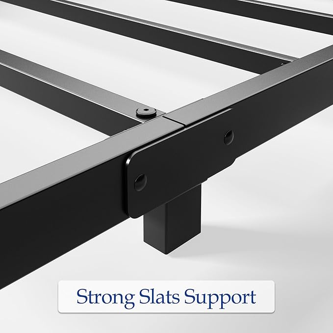 4 Inch Full Size Bed Frame Heavy Duty Metal Platform Low Bed Frame Full No Box Spring Needed Noise Free Easy Assembly Black