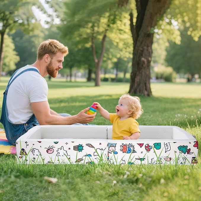 Portable Foldable Toddler Travel Bed – Air Layer Fabric Soft Foam Floor Crib with Safety Rails No Assembly Washable Cover Compact Kids Sleep Solution for Home Trips &amp Daycare Cream