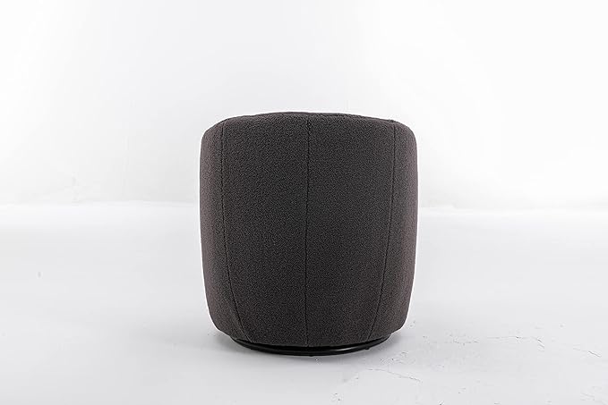 Modern Teddy Swivel Armchair Cozy Barrel Chair with Metal Ring for Living Room Bedroom &amp Office Dark Gray