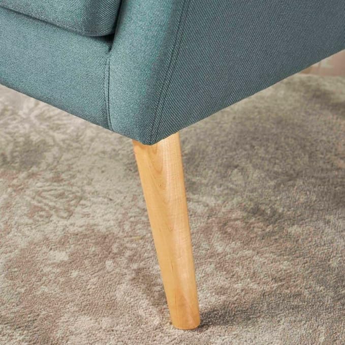 ChairArmchair ReclinerModern Club Chair Upholstered Fabric Accent Chair with Button-Tufted Backrest and Tapered Birch Wood Legs Ideal for Living Room (Teal + Fabric)