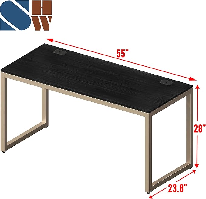 SHW 55-Inch Commercial-Grade Office Computer Desk Espresso