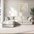118.5 Modular Sectional Sofa Down Filled Cloud Couch with Storage Ottoman Oversized L Shaped Couch with 2 Pillows 4 Seats Sectional Couches for Living Room Apartment Beige