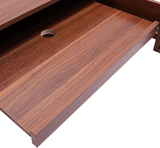 Wall Mounted Table with 2 DrawersWall Mount Office Desk with Pull-Out Keyboard Tray and Cable HoleFloating Computer Desk for Studyroom BedroomBrown